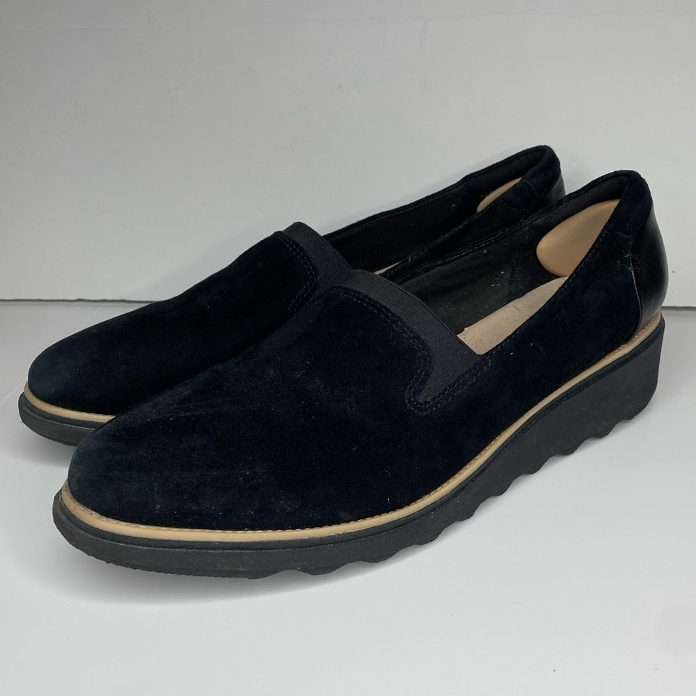 Clarks Sharron Dolly Black Slip On Comfort Loafer Women’s Sz 12 - Picture 3 of 9